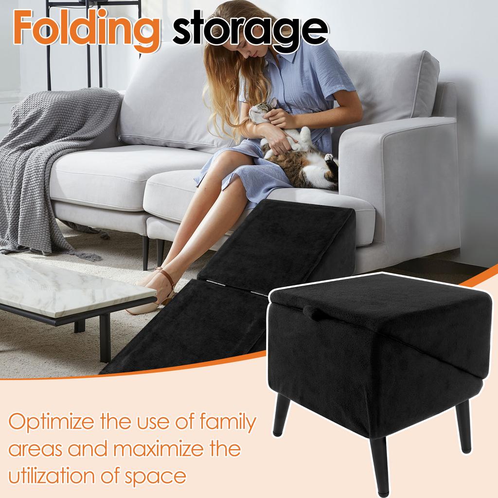 Reusable Split Ottoman Dog Ramp Folding Dog Ramp Ottoman Multifunctional Lightweight Pet Step for Home Bed Sofa Couch Car
