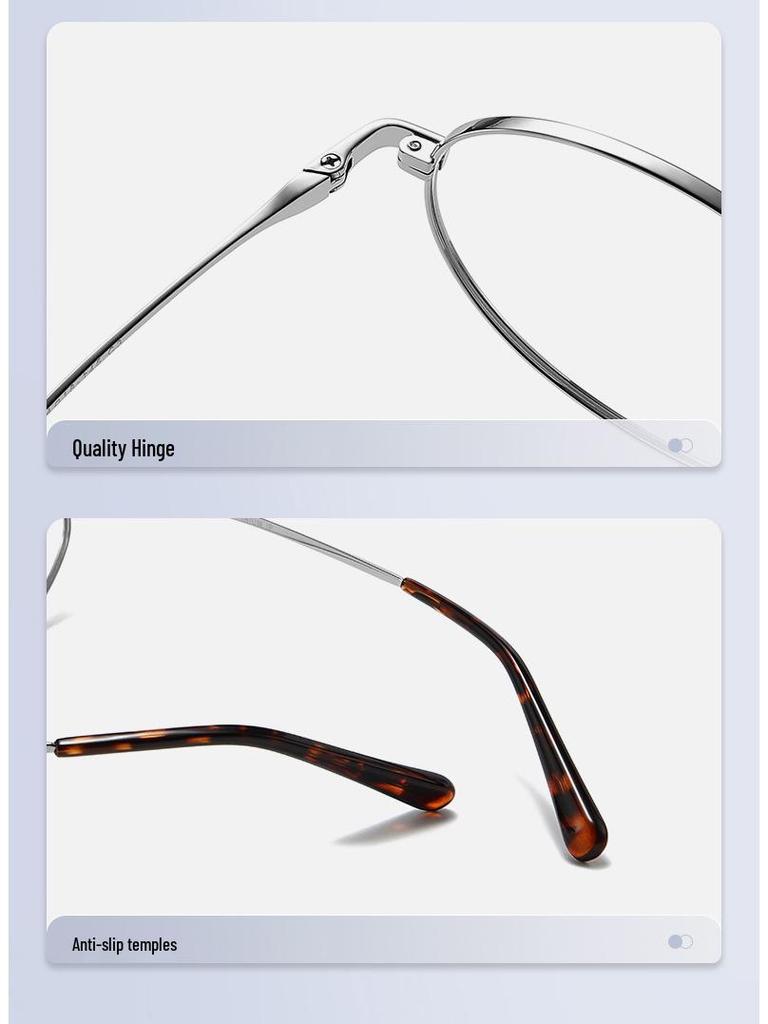 High-Sense Cat-Eye Silver Eyeglass Frames for Myopia 98695