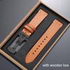 20mm 22mm Handmade Stitching Cowhide Strap with Box 18/19/21mm Matte Leather Watch Band Butterfly Buckle Soft Business Wristband