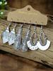 Ethnic Retro Metal Antique Silver Pendant Earrings For Women Versatile Ethnic Characteristics As Holiday Gifts