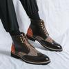 Mens Ankle Boots Fashion Pointed-Toe High-top Boot Classic Brown Business Casual Dress Boots for Men British Leather Boots Botas