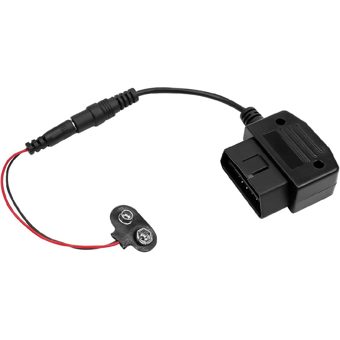 OBD II Connector Memory Saver for Car Battery Replacement/Short Disconnect/Settings Storage, for All Vehicles with 16 Pin OBD2 Adapter, 9V Battery
