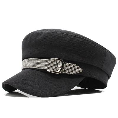 Black Beret Women'S Season Tide Japanese Octagonal Summer Vintage British Flat Top Navy Cap