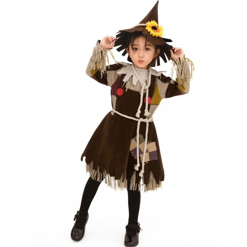 Dívčí kostým na Halloween pro batolata Šaty Kouzelník z Oz Kostým pro jevištní vystoupení Hnědá sukně ze směsi vlny