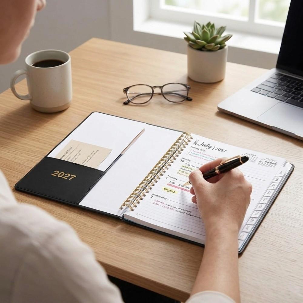 A5 A5 Size Yearly Planner Coil Binding Coil Notebook Weekly Monthly Agenda Business Planning