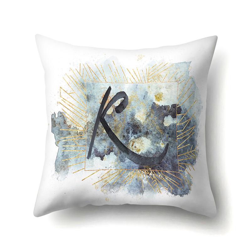 Polyester Pillowcase Home Car Decoration Printing Pillowcase 26 English Letters Sofa Cushion Cover