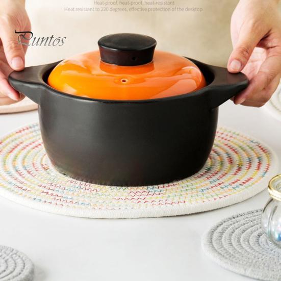 Soft Cotton Woven Coaster Set Heat Insulation Anti-Scald Water-absorbent Noise-reducing Cotton Cup Mat