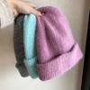 Soft white rabbit fur knitted wool hat Children's autumn and winter fashion thickened thermal pullover hat