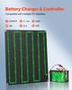 30W 12V Solarpanel Batterieladegerät, Solar-Batterie-Erhaltungsladegerät mit integriertem Smart Controller & 3 Anschlusskabeln, IP67 Wasserdicht