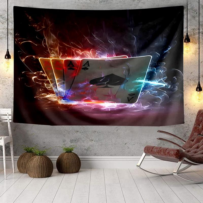 Flaming Poker Cards Tapestry Room Decoration Wall Hanging for Living Room Bedroom, dormitory, Birthday and Christmas gifts