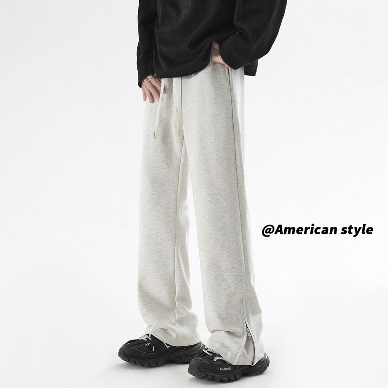 Dongjie Nologo Sweatpants Casual Pants Buttbill High-Fashion Studio Men s Trendy Loose Lazy Style Wide-Leg White Gray 3XL