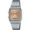 Casio Ana-Digi Quartz Watch Vintage Series AQ-230A-4AMQY Unisex Dual Time Apricot Color