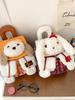 Plush Dog Pattern Mini Backpack With Flap Closure For Casual Day Out
