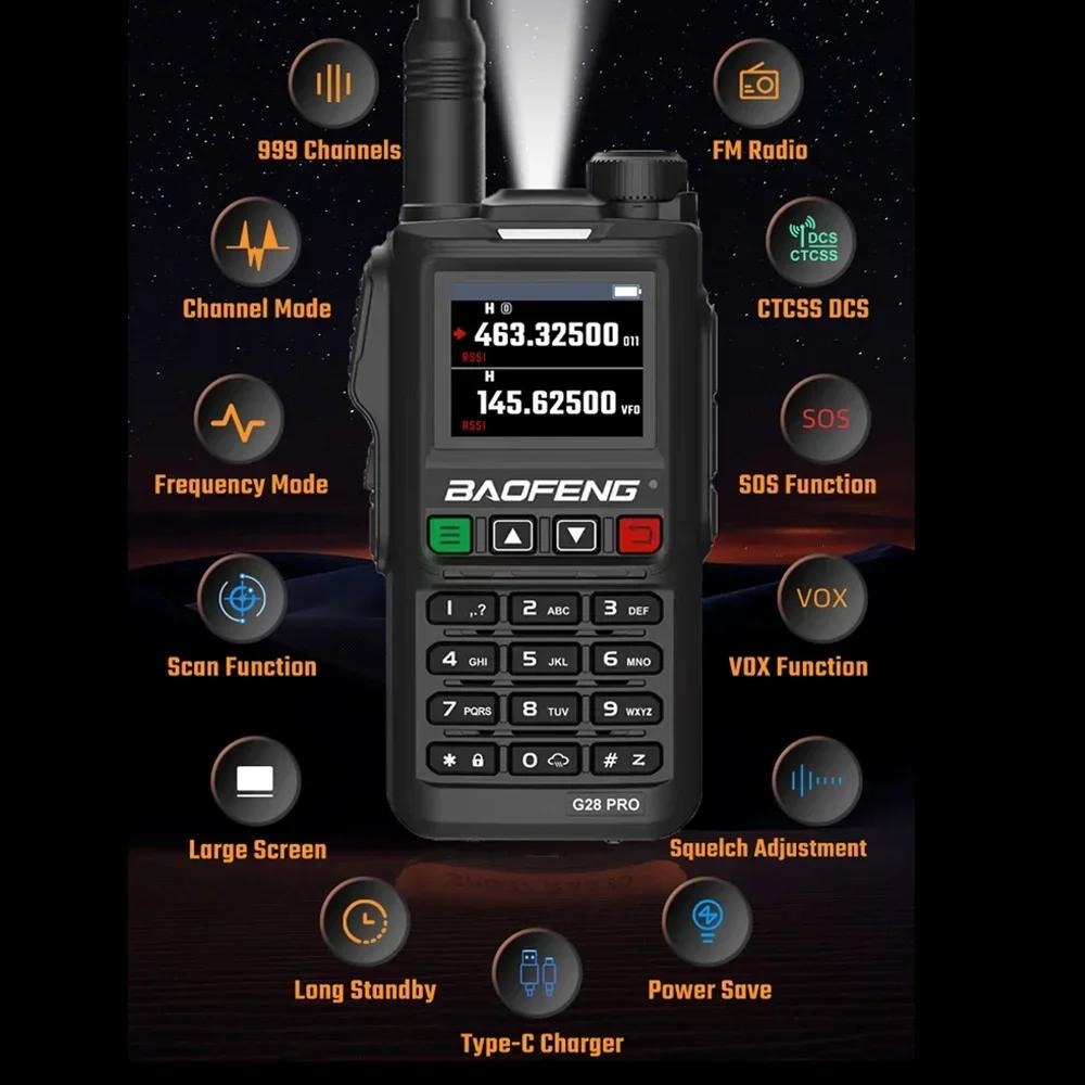 Baofeng UV-G28 Pro Walkie-Talkie 10W 4 Bands UHF VHF Type-C Charge 999 CH Two-Way Radios Powerful UV18H UV18 Transceiver