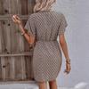 women's Printed V-Neck Wrap Mini Dress Short Sleeve Tie Waist Summer Casual Party Sundress