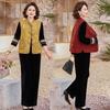Elegant Spring/Autumn Three-Piece Tang Suit Set for Middle-Aged Women - Includes Vest, Top, and Jacket