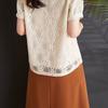 T-shirt for Women Summer Cotton T-shirt Soft Loose Lace Casual Comfortable Pullover T-shirt Top