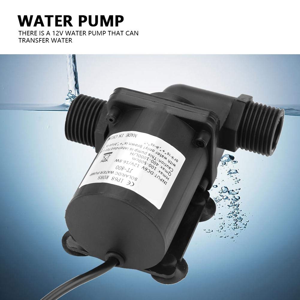Hilitand DC Brushless Water Pump, 12V, 800L/H, -40℃-100℃, Portable Magnetic Drive Water Pump JT-800D-12