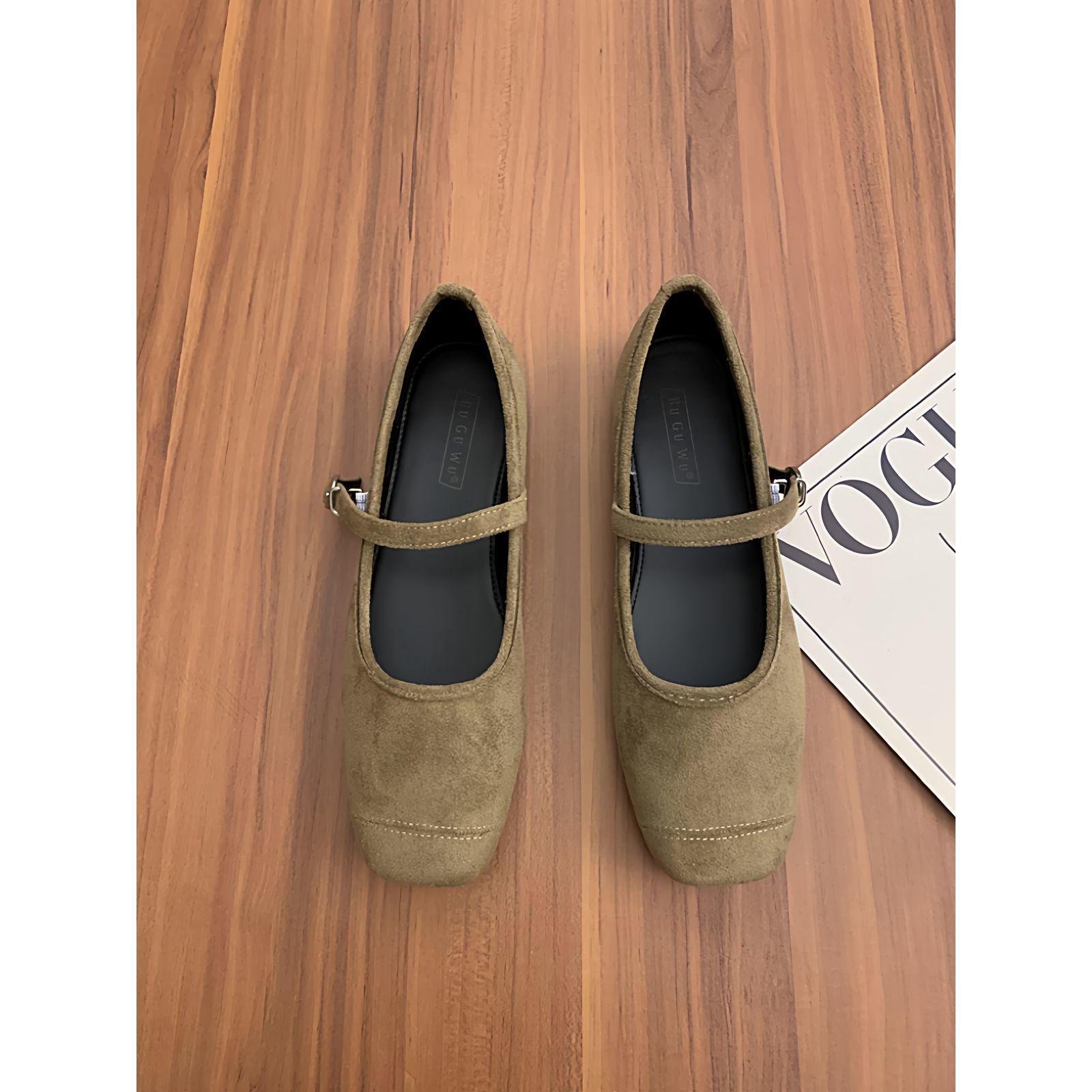 

French flat Mary Jane single shoes women s shoes 2025 new spring and autumn retro gentle leopard print suede evening shoes 40 хаки