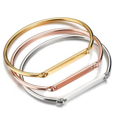 Personalisieren Sie Benutzername Edelstahl Armreif Armband Damen Schwarz Glatt Gravur Logo ID Armbänder Geschenk Schmuck