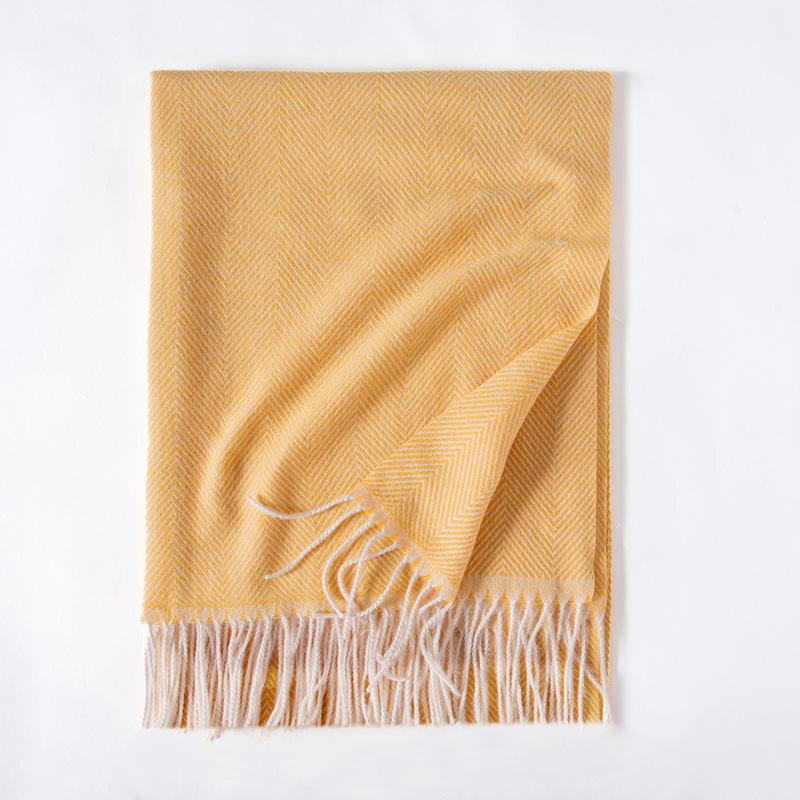Solid Color Scarf Wavy Light Striped New Scarf Women's Winter Fresh and Sweet Macaron Monochrome Mid Length Scarf