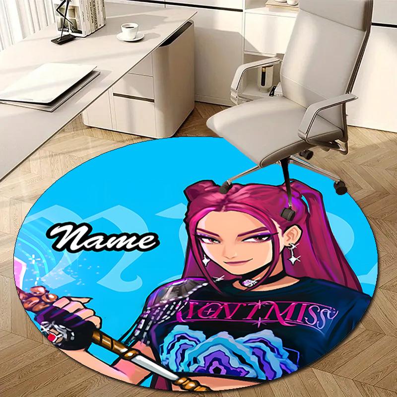 Personalized K-KPop Demon Hunters Round Chair Office Rug - Perfect for Mat, Office Chair & More - Ideal Gift for Birthdays and Holidays