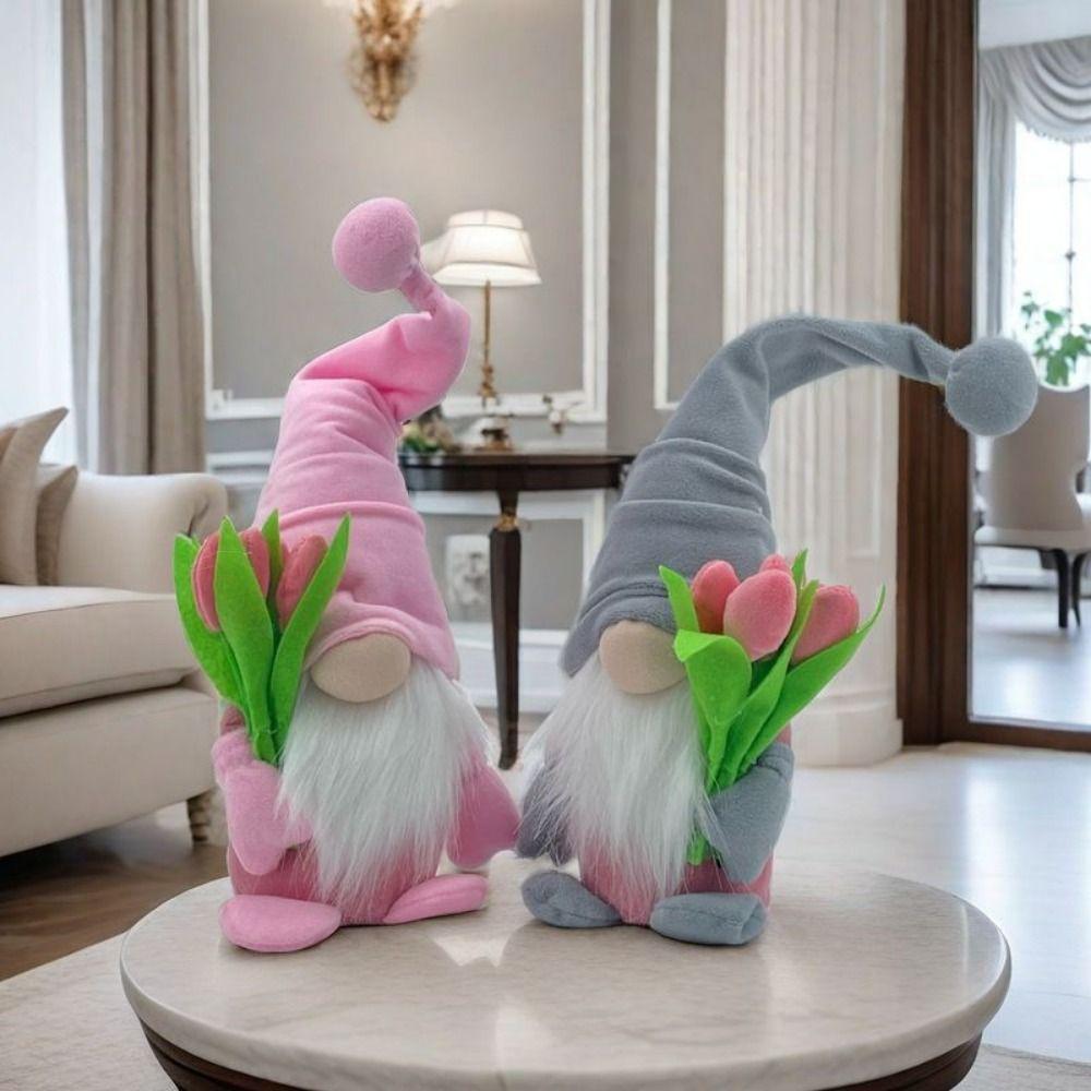 Cute Tulip Rudolph Statue Standing Gnomes Sculpture Meaningful Faceless Dwarf Ornament  Wedding