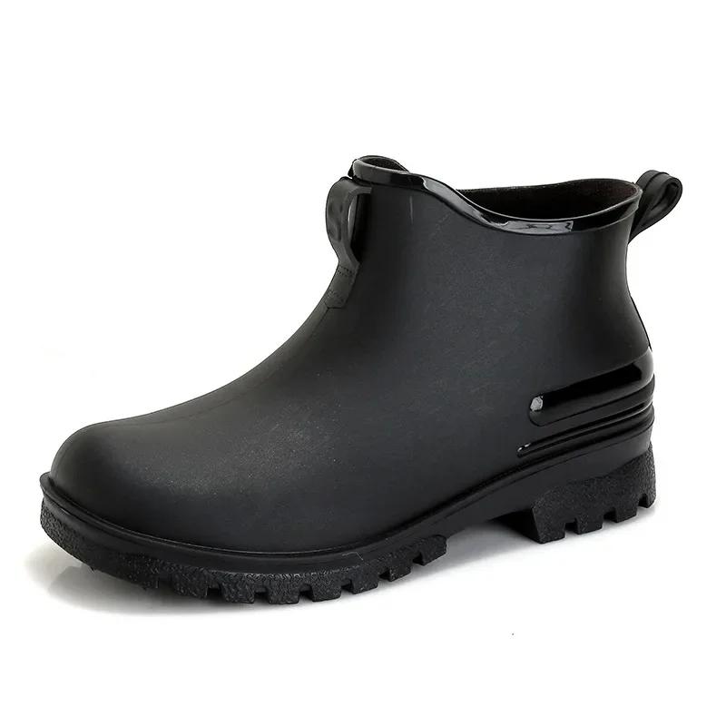 Fashion 2025 Fashionable Unisex Outdoor Waterproof Rain Boots Men's Lightweight Polyurethane Shoe Covers Round Toe Ankle Height Hombres