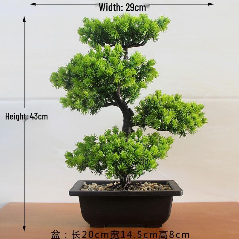 Umělé borové svatební květinové aranžmá: Zelený bonsaj penězovník pro domácí dekoraci