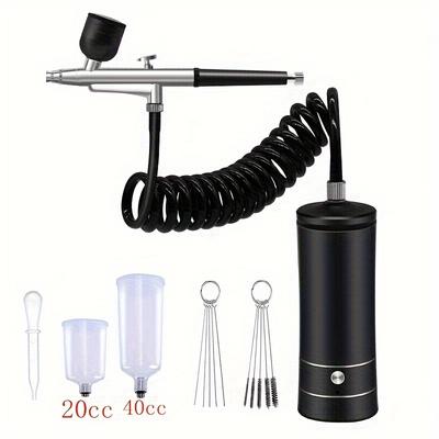 1 Set Airbrush Kit With Compressor, Auto Handheld Airbrush Gun, Rechargeable Portable Air Brushes For Painting, Tattoo, Nail Art, Model Coloring