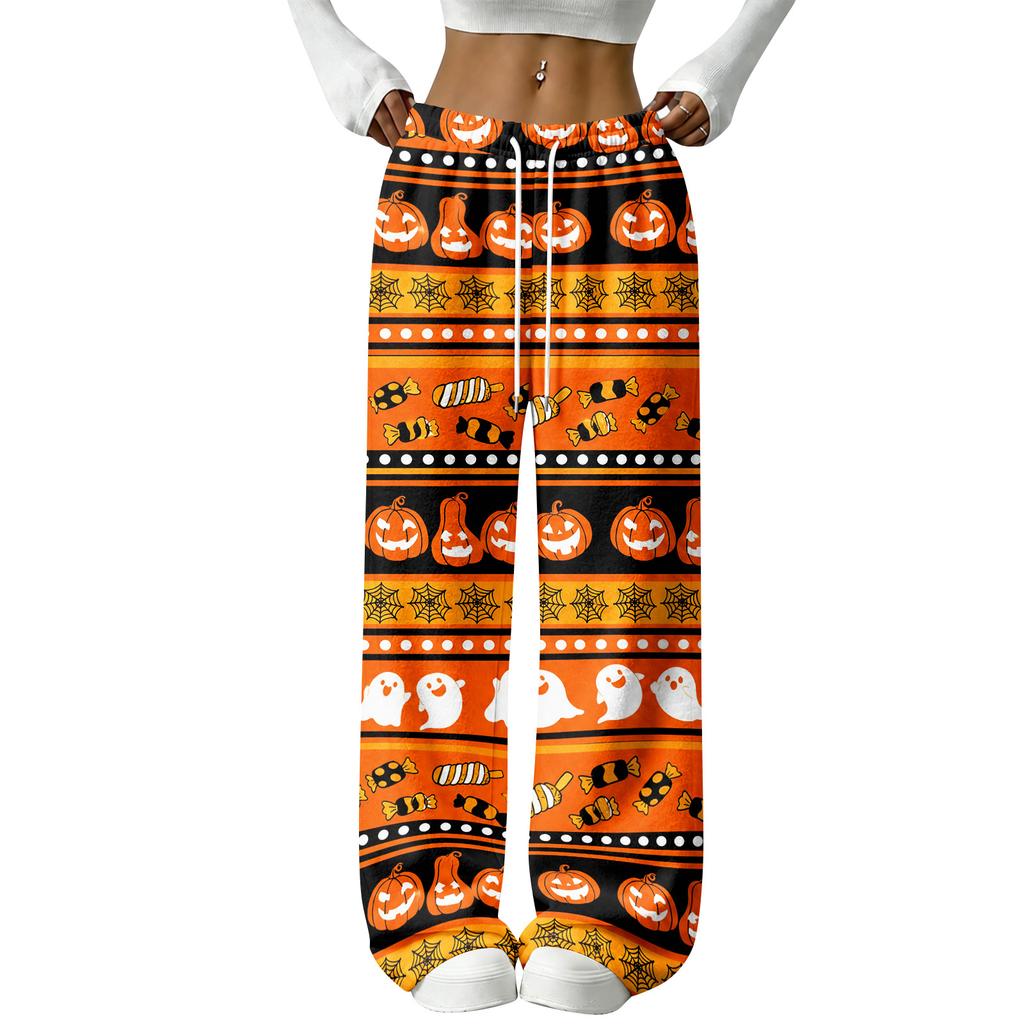 Women's Halloween Flannel Pajama Pants Straight Leg Holiday Loungewear Sleepwear