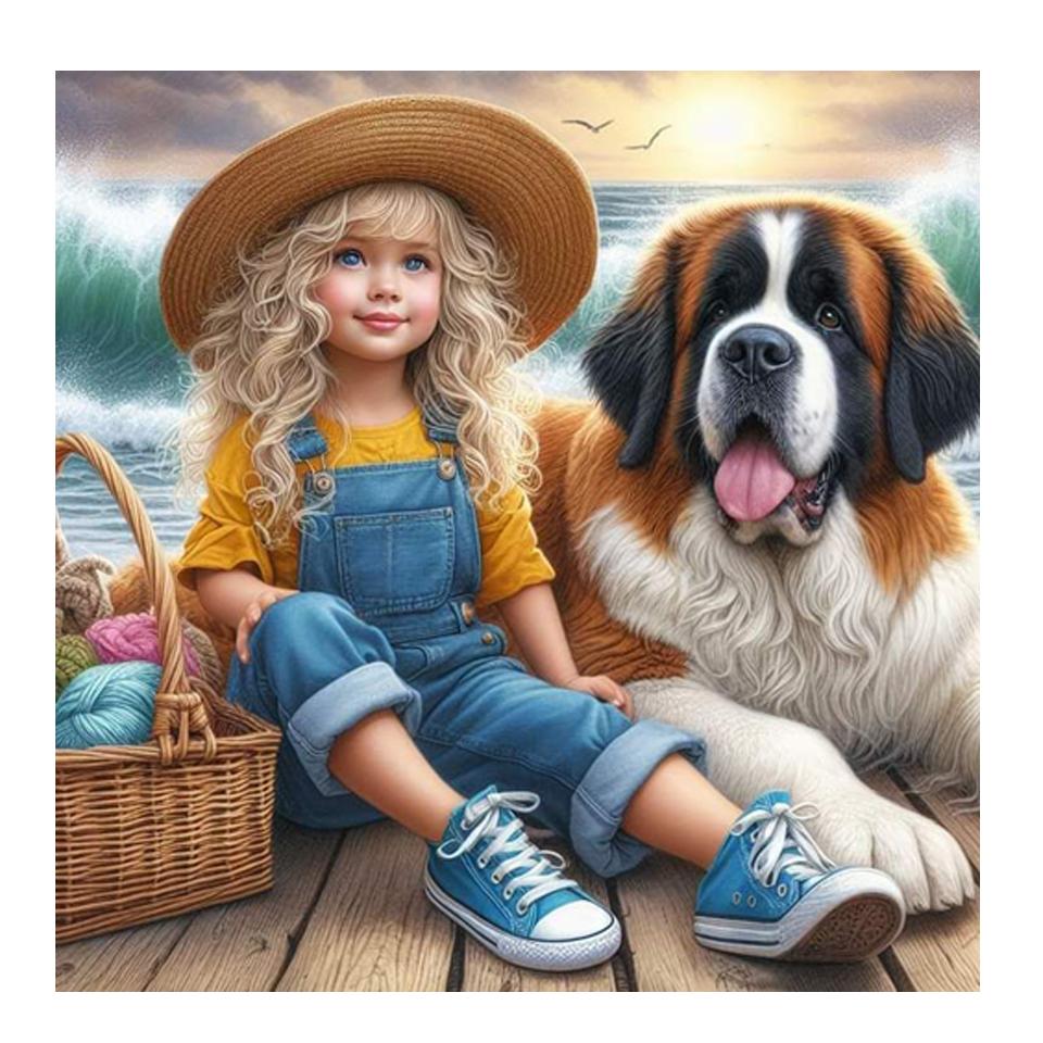 Diamond Painting kits Boy Girl Dog Mosaic Full Drill 5d Diy Diamond Embroidery Seaside Scenery Cross Stitch Home Decor