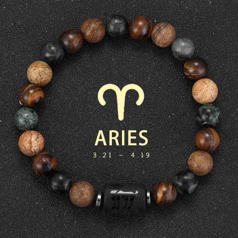 12 Zodiac Natural Stone Bracelets - Cancer, Virgo, Leo, Libra Designs, Ideal Couples & Friendship Gifts, Unisex Jewelry (Pulsera