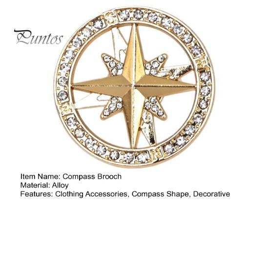 Men Women Brooch Vintage Rhinestone Star Compass Brooch, Alloy Oxidation Resistant Badge Lapel Pin, Jewelry Accessory for Clothing Decor