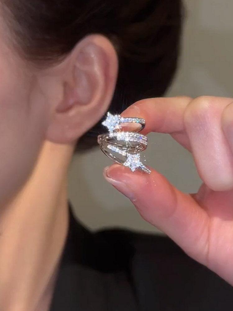 Холодный ветер циркониевые звезды многослойные серьги-клипсы женские личность мода темперамент без проколов ушей клипсы на хрящ уха серьги серьги