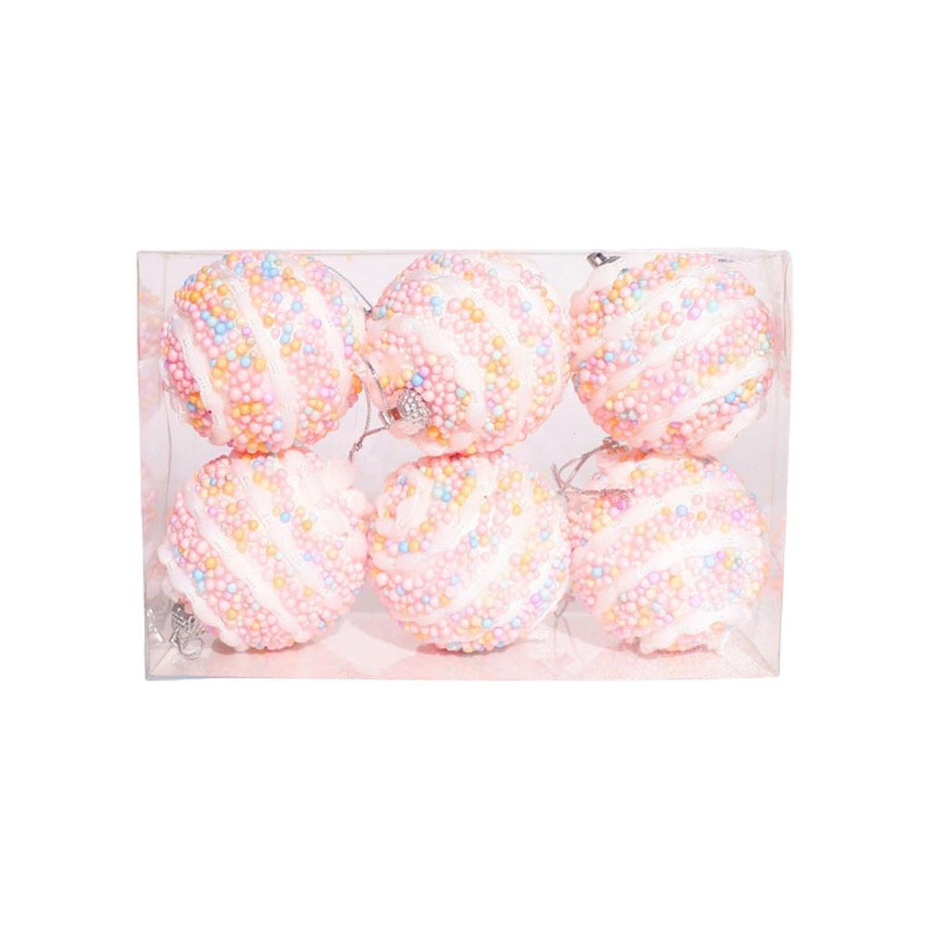 6Pcs Christmas Balls Ornaments Set Portable Christmas Tree Decorations Charm Pendants for Yard Celebration Mall New Year Decor