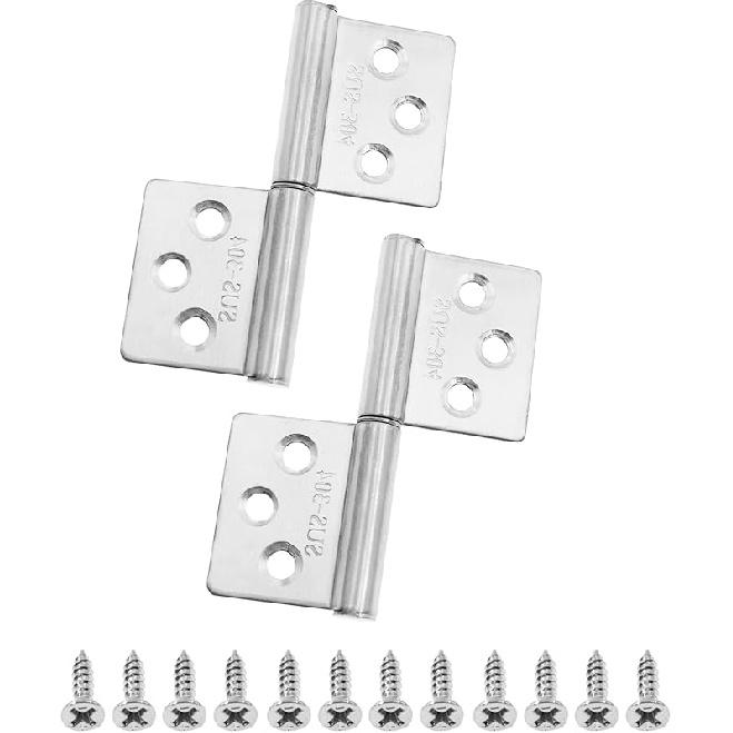 Lift Off Hinges Flag Hinges,TTZEZE 304 Stainless Steel Detachable Door Hinges,2PCS Heavy Duty Removable Hinges with Stainless Screws for Cabinets Silver, 2