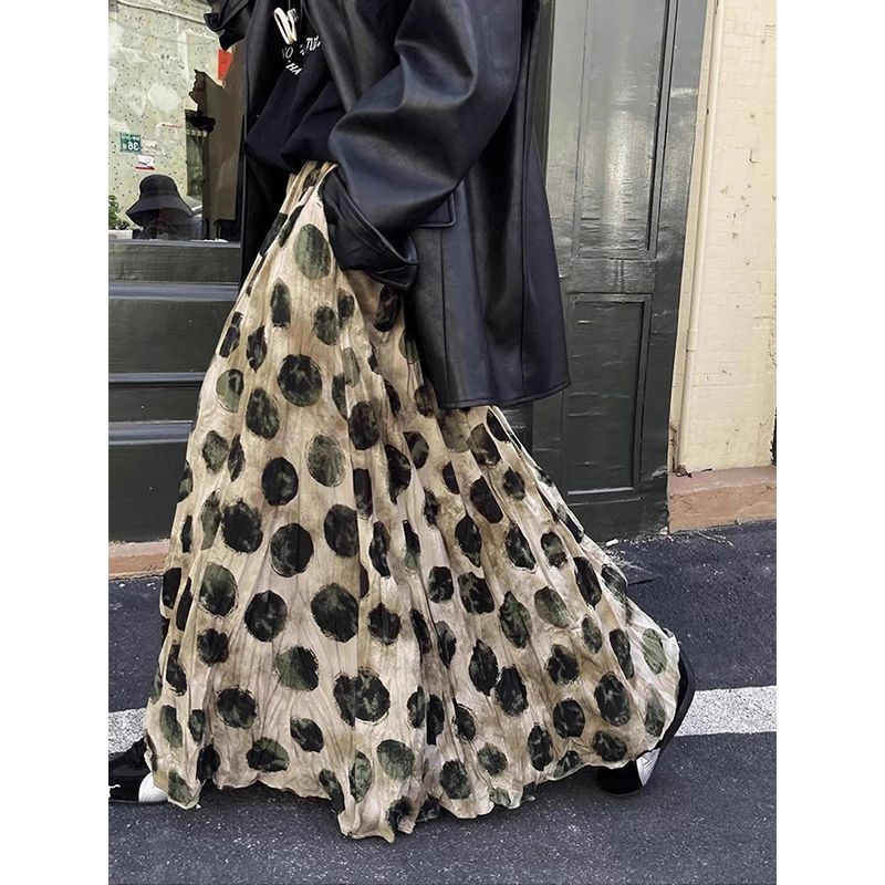 Trendiger Vintage Polka Dot Print Maxirock Damen Hohe Taille Langer Rock Design Frühling Sommer Kleidung Locker Harajuku Y2k Röcke
