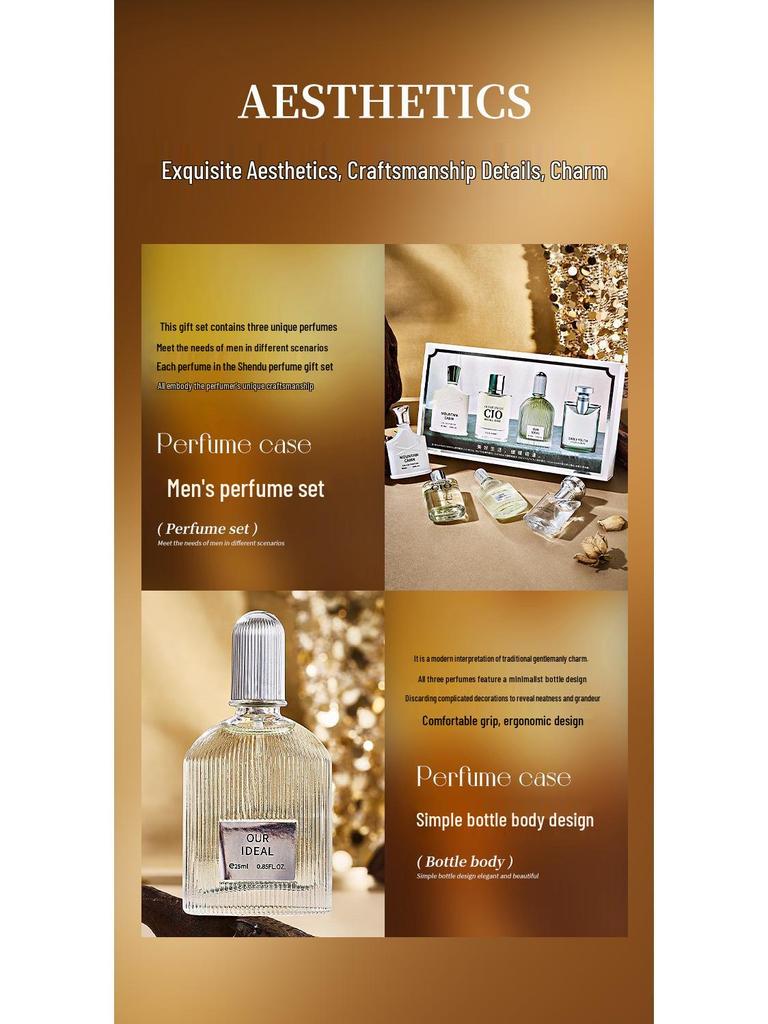 Euro-Asia MG Silver Charm Men's Perfume Set - Fresh Mountain Spring, Light & Elegant, Four-Piece