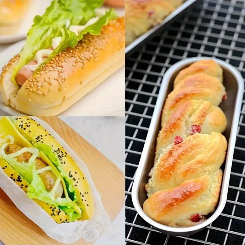 4PCS Aluminium Zinc Zinc Alloy Sausage Bread Baking Pan Oval Hotdog Bun Pan Durable Hot Dog Bread Mold  Bakery