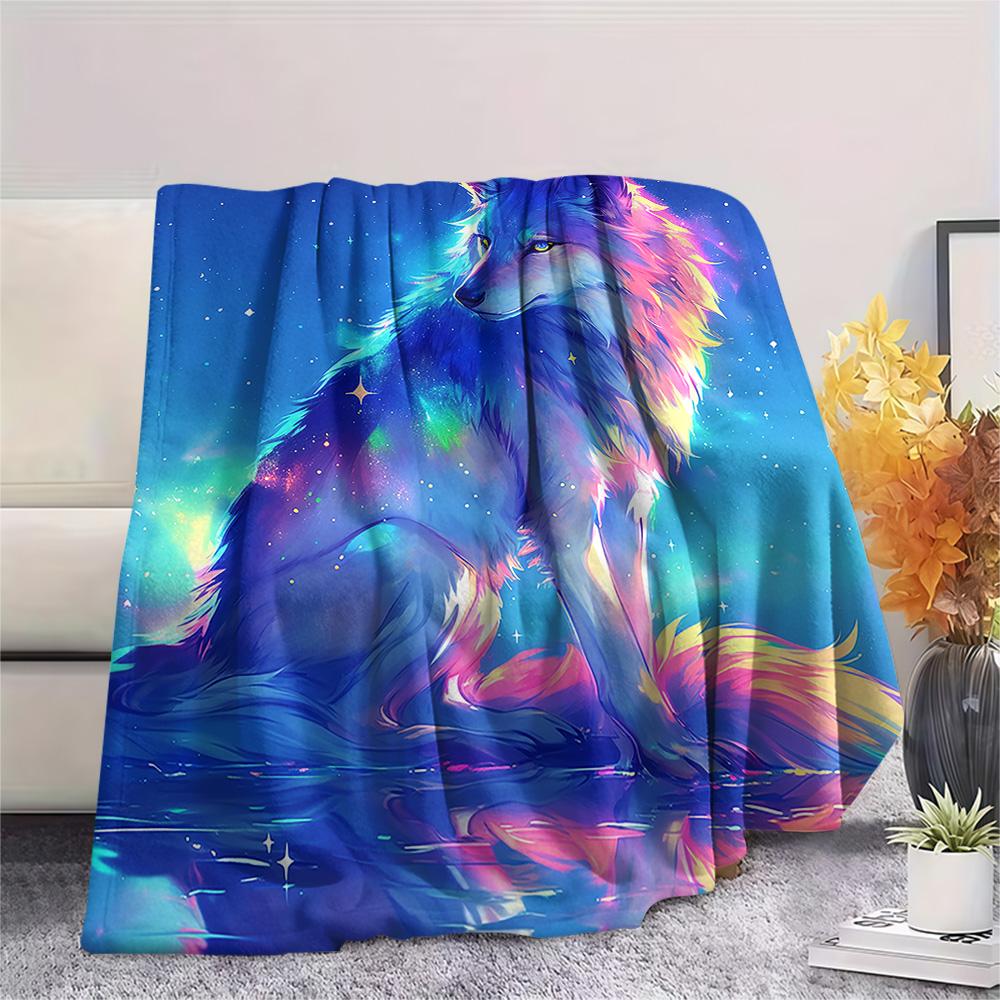 Dreamy Wolf Print Flannel Blanket, High quality Comfortable for All Seasons, Home Decor, Warmth and Comfort, Perfect for Christmas Gifts