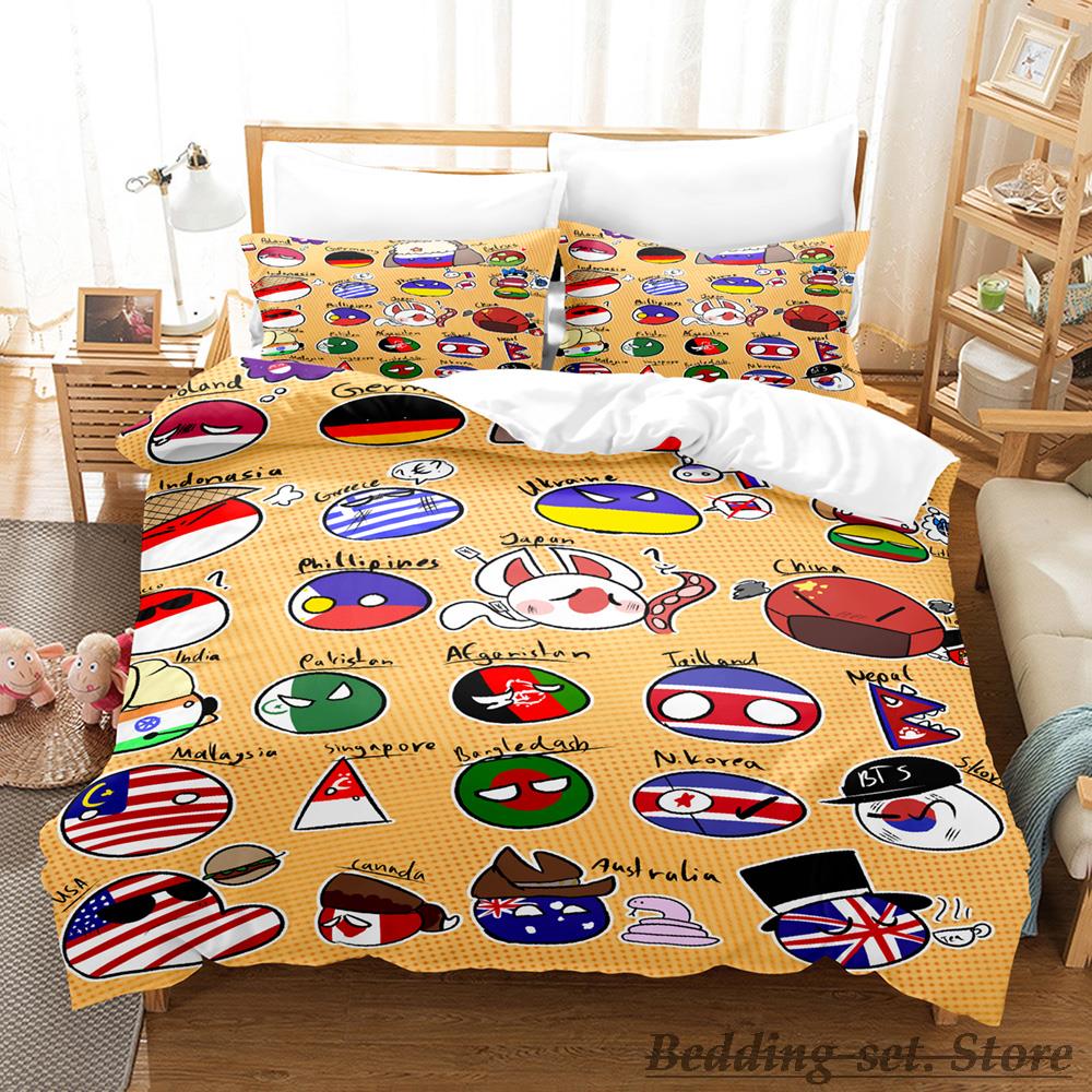 Neues Countryball Polandballs Bettwäsche-Set Einzelbett Twin Full Queen King Size Bettset Aldult Kinderzimmer Bettbezug-Sets Anime