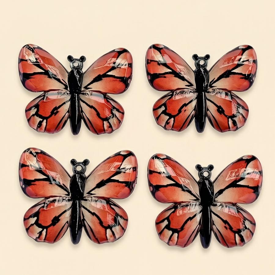 

10 pieces of 25 * 32mm resin mixture gradient color butterfly with hole accessories DIY handmade pendant accessories красный