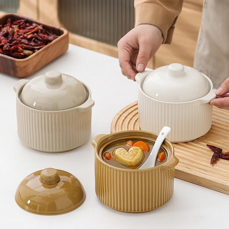 Zhaoran 600ml Ceramic Double-Boiler Stew Pot with Lid