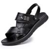Sandals men's 2025 new leather casual platform beach shoes men's summer wear dad dual-purpose cool slippers men
