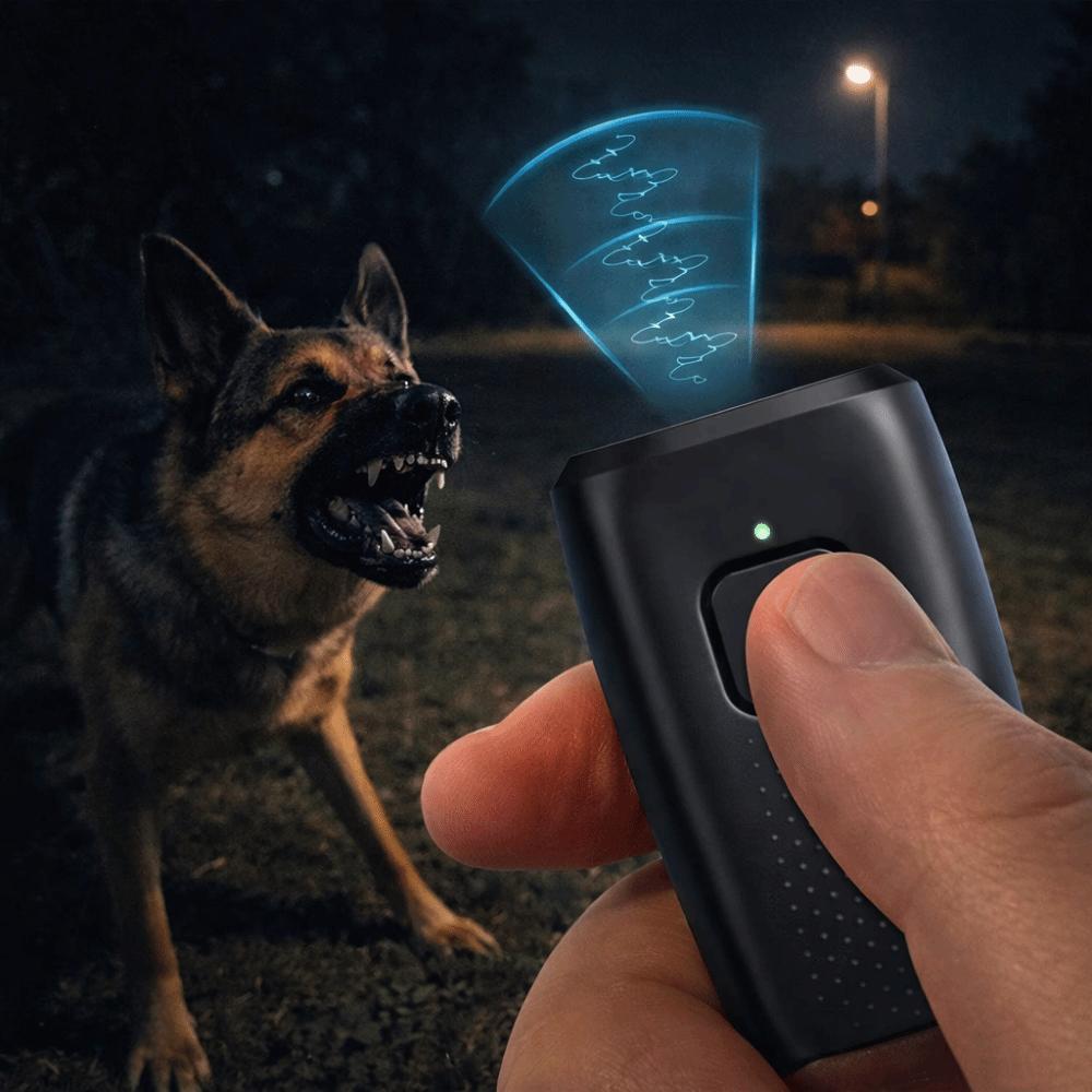 Mini Ultrasonic Dog Trainer Portable Type-C Recharging Ultrasonic Dog Repeller Handheld with Lanyard Animal Stop Bark Device