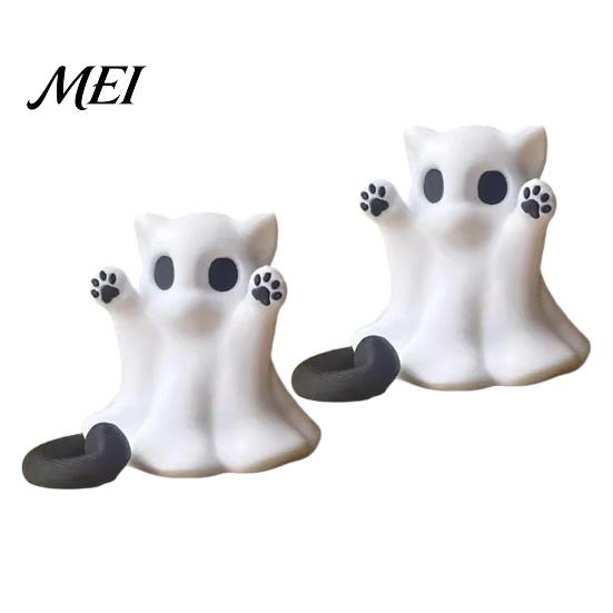 Lustige Geschenke für Katzenliebhaber Halloween Geisterstatue, Niedliche Figur, Cartoon-Thema Zimmerdekoration Spukige Dekoration für Zuhause Büro Schreibtisch Dekoration Statue