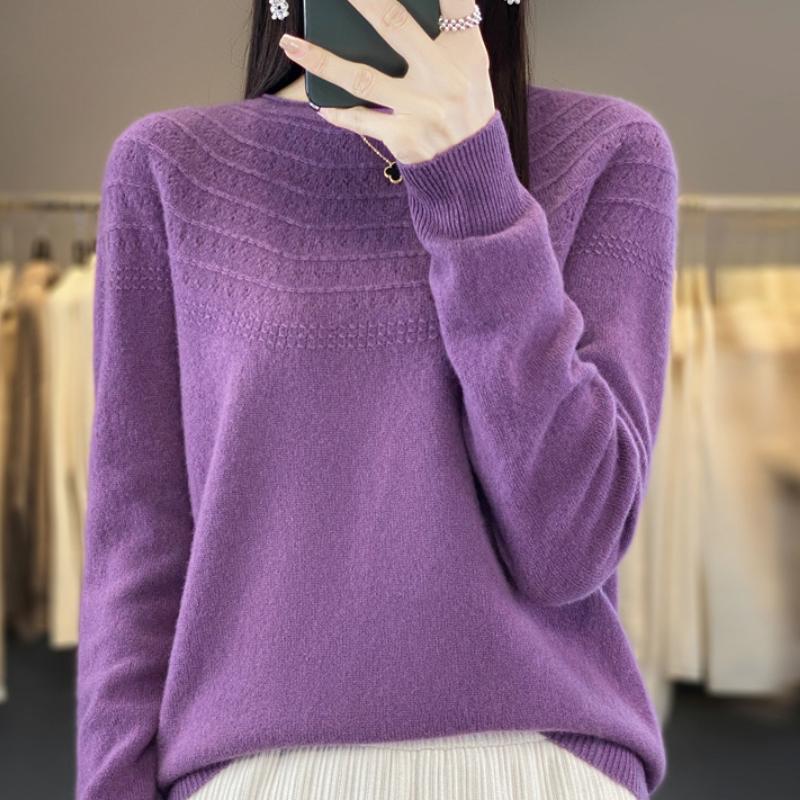 Μονόγραμμη Έτοιμη για Φόρεση Καρντιγκάν με Στρογγυλή Λαιμόκοψη για Γυναίκες Φθινόπωρο και Χειμώνα Νέο Πλεκτό Πουλόβερ με Κυλινδρικό Στρίφωμα και Διάτρητο Σχέδιο Ευέλικτο Μοντέρνο Βασικό Τοπ