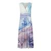 Women's Boho Summer Maxi Dress Casual Sleeveless V Neck Waist Retraction Printed Long Dress