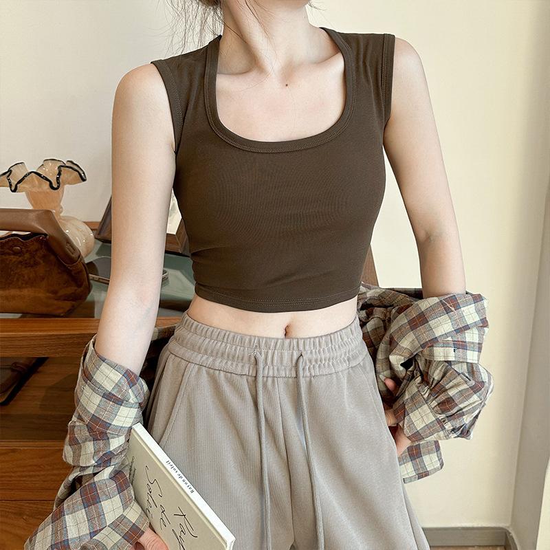 Gray Suspender Vest for Women with New Style Bottoming for Outer Wear and Cover for I-shaped Wide Shoulder Strap Top